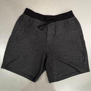 Lululemon At Ease Shorts Dark Gray Black Textured Fabric